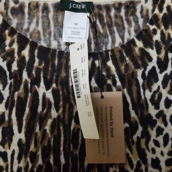 J.Crew Leopard Tippi Sweater Merino Wool Sz XS - Picture 2 of 4